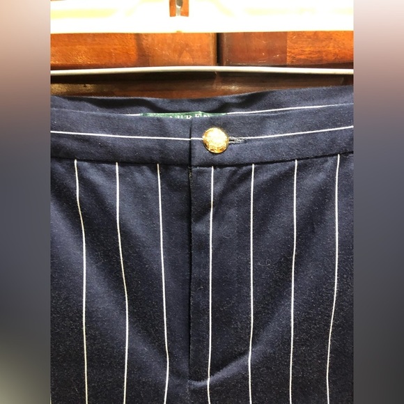 Lauren by Ralph Lauren Navy Striped Cropped Pants Sz 10 - Picture 2 of 5